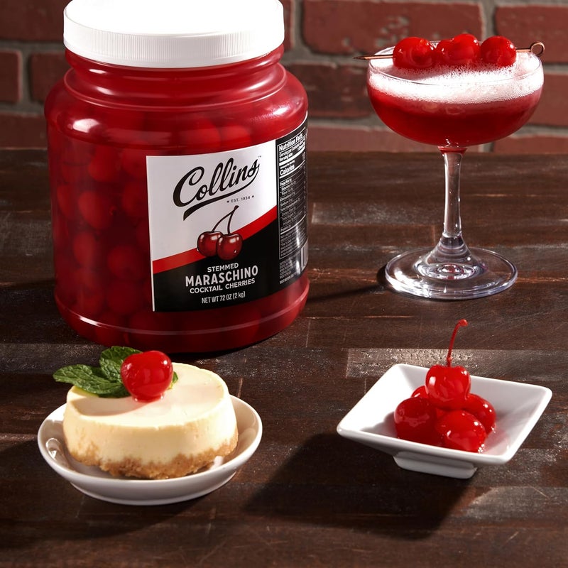 Collins Chicago Collins Stemmed Maraschino-Flavored Cherries - 72 oz Bulk Garnish for Cocktails and Desserts - Image 5